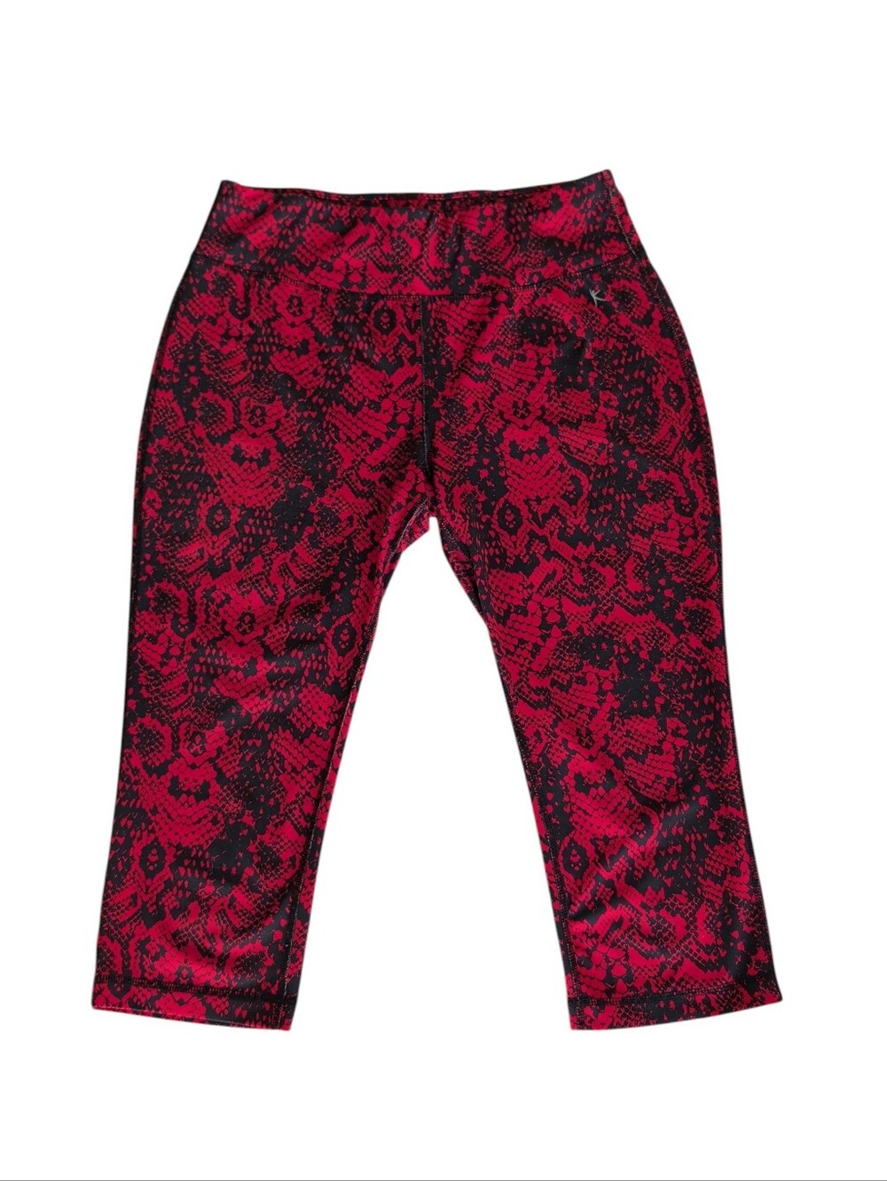 Danskin Now Dri-More Fitted Athletic Capri Leggings MEDIUM Red Black